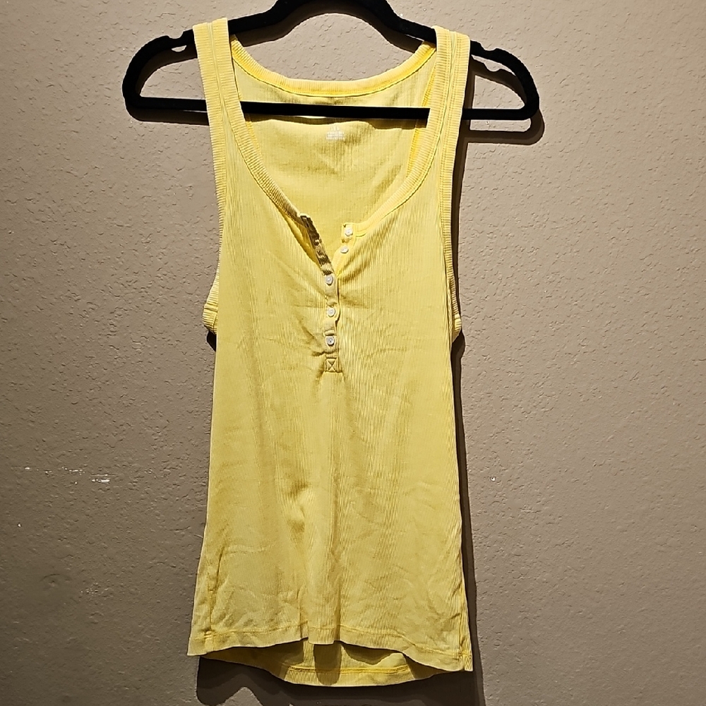 Aerie Real Soft Yellow Button-Front Tank Top Size Large